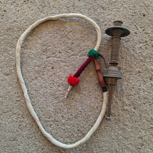 Handmade hookah metal part with hose used