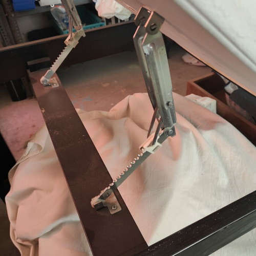 Massage bed used, dark oak wood