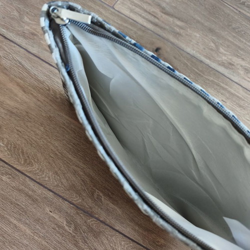 Straw Envelope Bag new, gray and blue