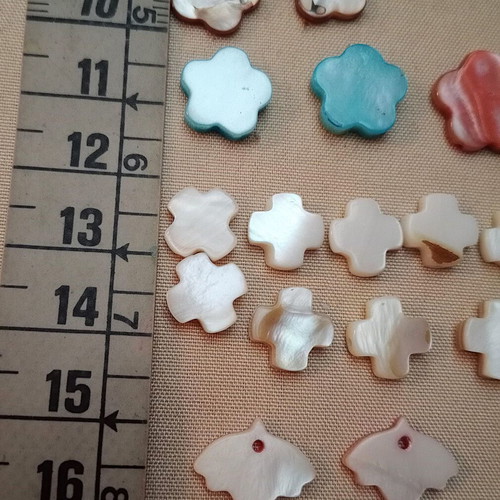 Mother of pearl pieces set of 55 for crafts and jewelry making