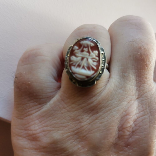 Cameo ring 800 silver vintage, like new, Three Graces design