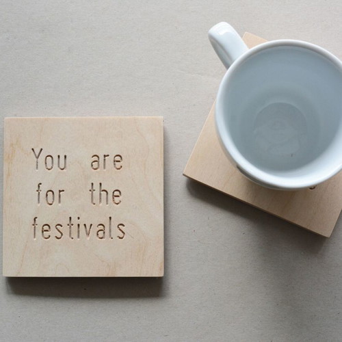 Wooden square coaster with engraving, made-to-order gift