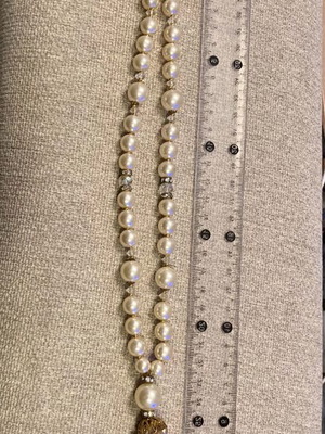 Κολιέ vintage faux bijou μεταχειρισμένο με πέρλες και κρύσταλλα από τη δεκαετία του 70