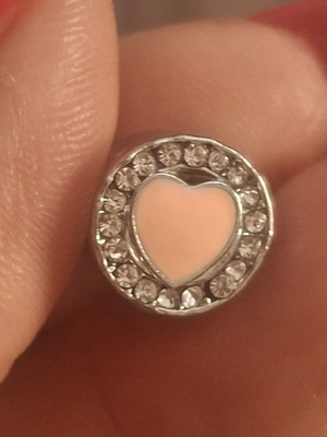 Charm for bracelets with nude heart decorated with stones, like new
