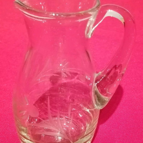 Crystal pitcher vintage small with engraved ears of wheat, like new