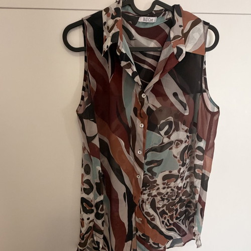 Bill Cost Sheer Sleeveless Shirt size S like new, multicolor