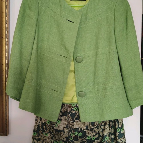 Jacket and skirt used, linen and silk with embroidery