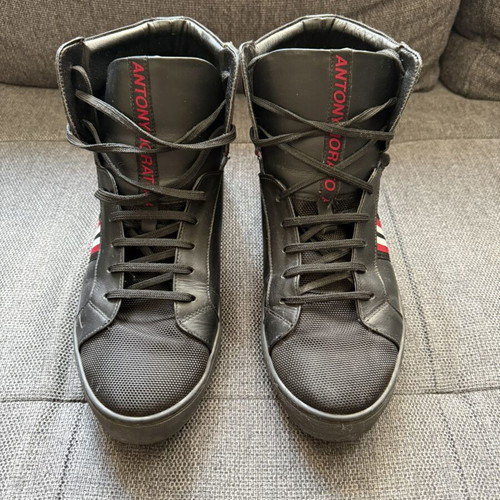 Antony Morato men's leather sneakers like new, size 44, black and red