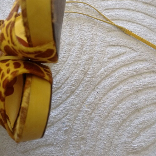 Schutz high-heeled sandals used, yellow-brown, size 40, pony leather