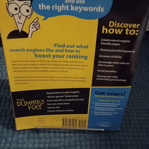 Search Engine Optimization for Dummies 2nd Edition used, Peter Kent