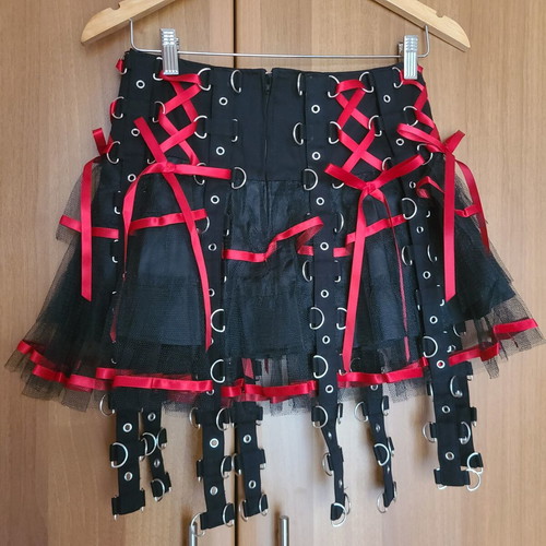 Hell Bunny Chai Mini Skirt XS new, black and red