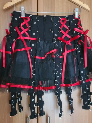 Hell Bunny Chai Mini Skirt XS new, black and red