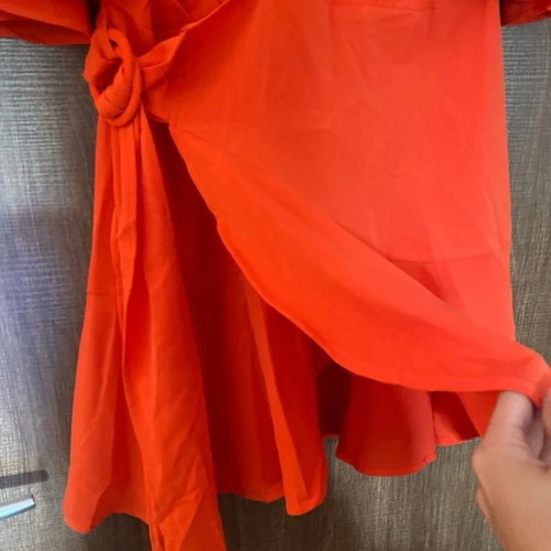 Φόρεμα Coral Wrap καινούργιο, Shein, μέγεθος M, κόκκινο πορτοκαλί