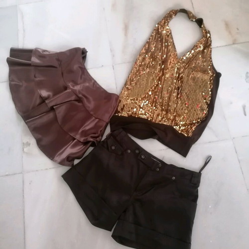 Set skirt, shorts and sequin top like new
