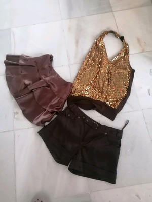 Set skirt, shorts and sequin top like new