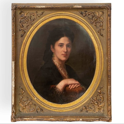 Amiconi Portrait of a Woman Oil Painting on Canvas 1872 like new