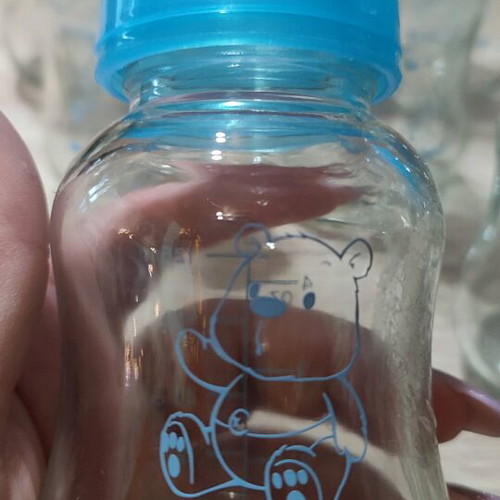 Glass bottles 125ml like new, baby bottle with silicone nipple size S
