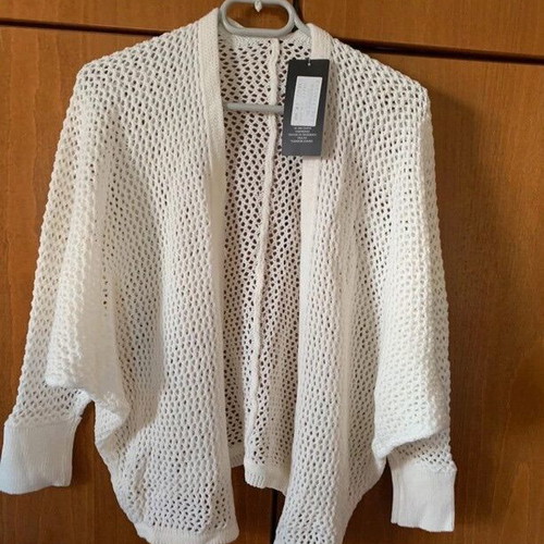 Cardigan with mesh new, white one size