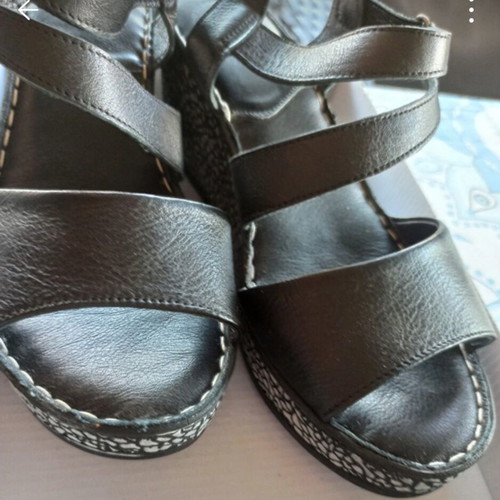 Boxer Air leather sandals size 39, new, black, platform 4 cm heel