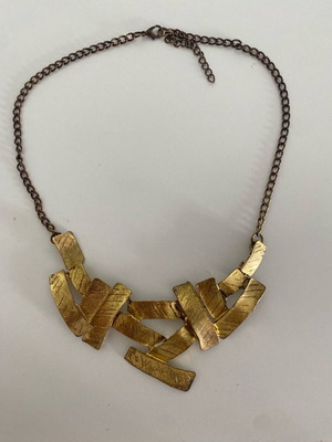Bronzed gold statement necklace used, metal