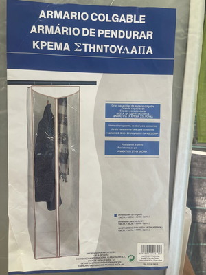 Foldable hanging wardrobe like new with fabric and transparent plastic