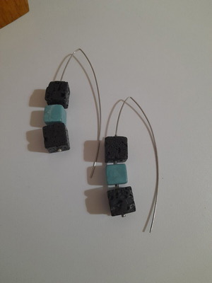 Handmade earrings new with silver, turquoise and lava stones