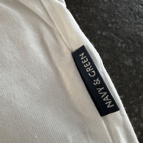 Navy & Green T-shirt, M, white and beige