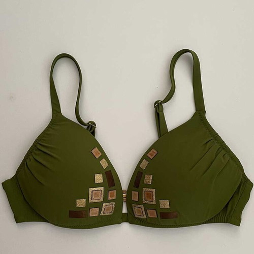 Luna triangle bikini top green-olive new