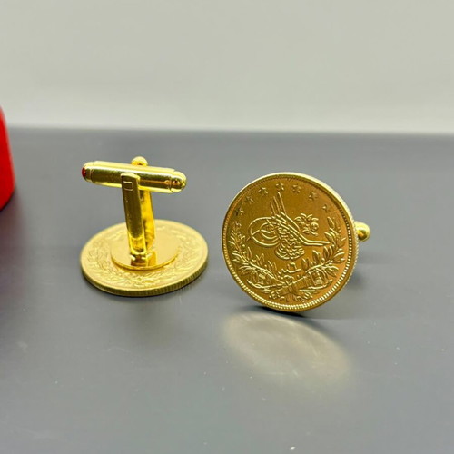 Cufflinks with Turkish Lira gold plated, new