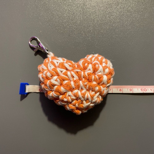 Handmade heart keychain orange and white new