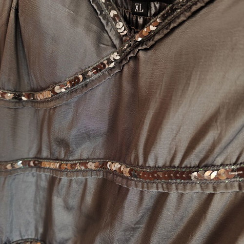 Evening dress with rhinestones, silver-gray, size XL