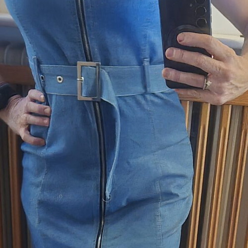 Denim dress with belt like new, size medium