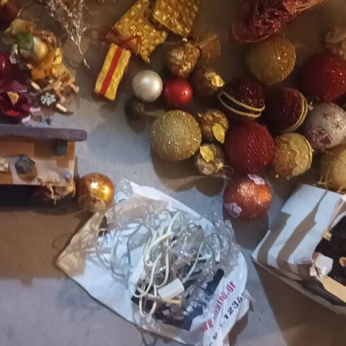 Christmas decorations used, large lot with angels and lights