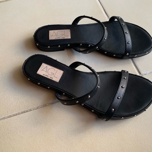 AGL sandals used, black, size 37 with silver studs