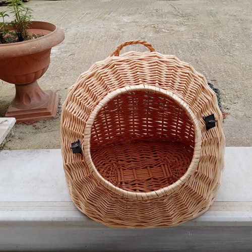 Cat transport basket and nest made of natural willow wood Vida XL like new