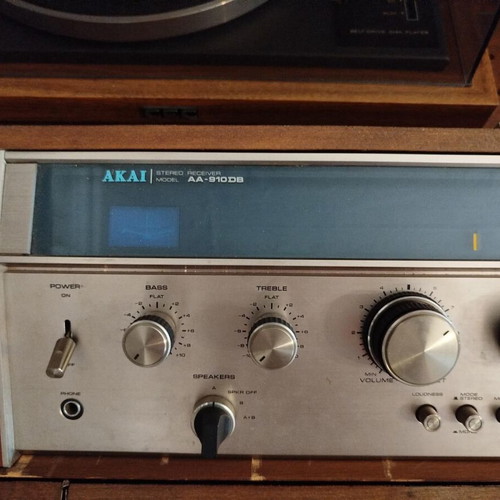 Handmade console with used acoustic equipment