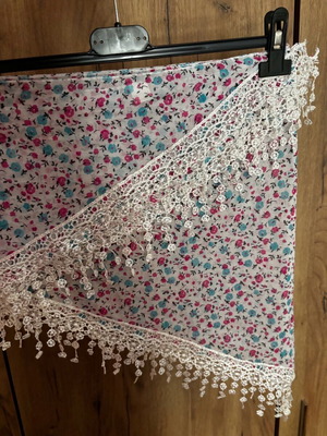 Scarf used with colorful floral pattern triangular shape