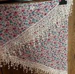 Scarf used with colorful floral pattern triangular shape