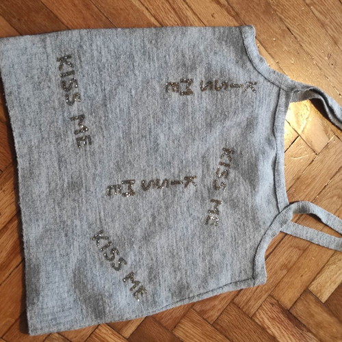 Phard knitted tank top with glitter letters, like new, gray