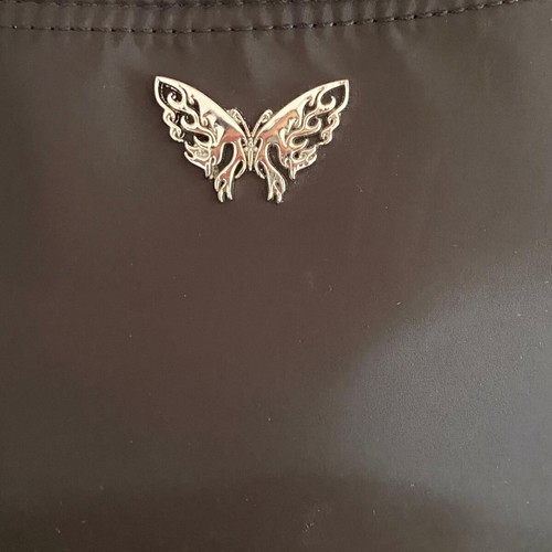 Bershka black shoulder bag used with metal butterfly detail