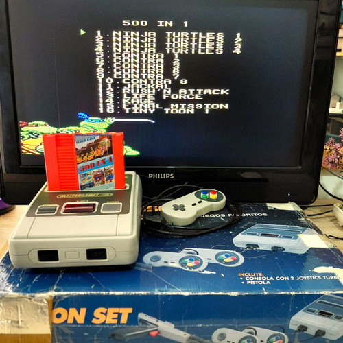 Retro game console used, complete with cartridge and controller