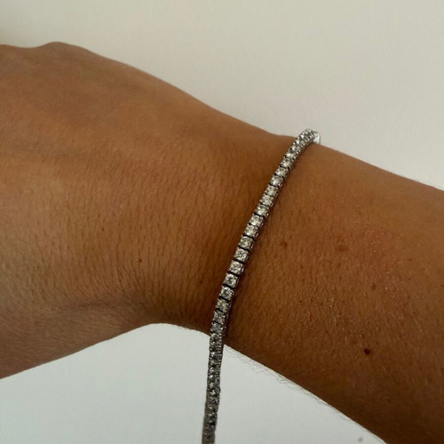 Riviera tennis bracelet used, size 18, silver-plated, gray