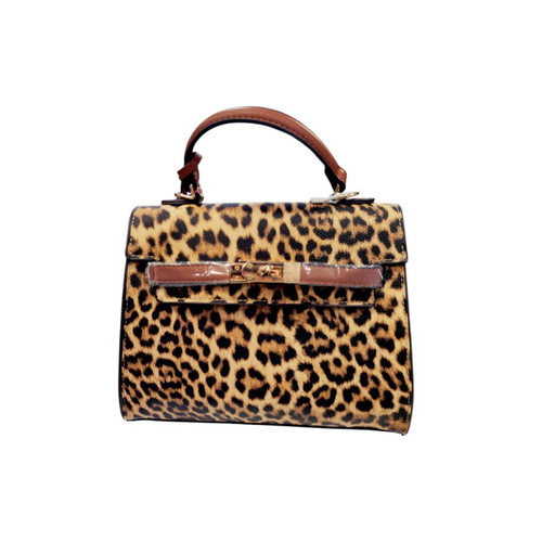Animal print handbag new, black and brown
