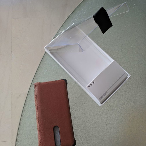 Nokia 8 mobile phone case used, genuine brown leather