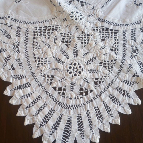 Handmade tablecloth 83x83 used with white cutwork embroidery