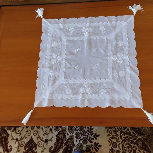 Set of three embroidered organza pieces used