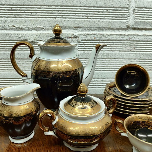 Bareuther Bavaria coffee set used, Bavarian porcelain with gold details