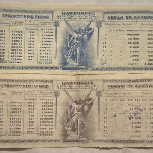 Εθνικά Λαχεία Δανείων 1922 μεταχειρισμένα, 100 και 500 δραχμές