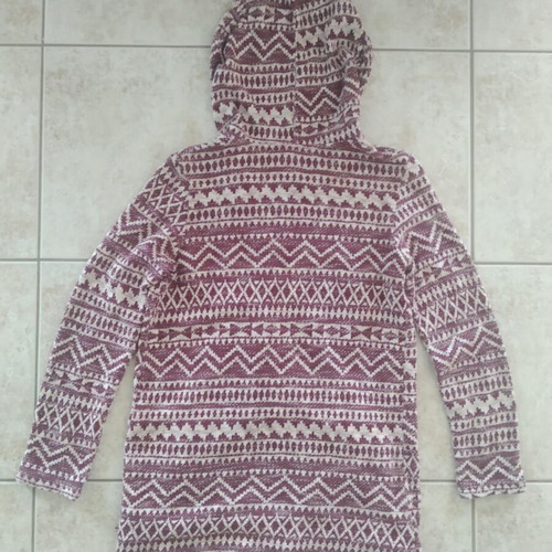 Bershka knitted cardigan like new, burgundy and white with hood