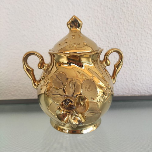 Porcelain tea set used, gilded, 5 pieces
